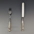 Early 19th Century British Antique White Mother of Pearl Handle Travel Cutlery Pair with Case